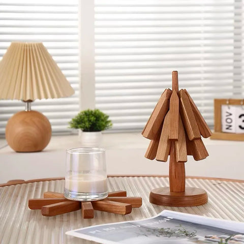 A tree creative solid wood decoration insulated table mat
