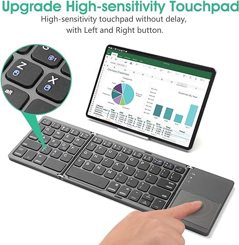 Multi-Device Foldable Bluetooth Keyboard with Touchpad
