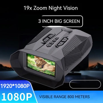 10MP Night Vision Binoculars 19x Zoom Full Color 1080P Sony Starlight Range 800M Rechargeable for Adventure Wildlife Camping