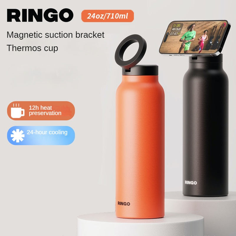 Ringo Thermos Cup Water cup Stainless steel sports kettle Magnetic magsafe mobile phone stand Watch TV photo cup