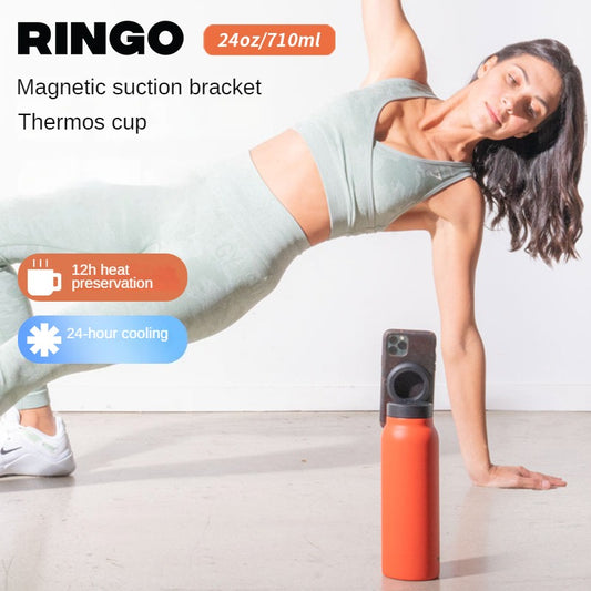 Ringo Thermos Cup Water cup Stainless steel sports kettle Magnetic magsafe mobile phone stand Watch TV photo cup